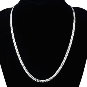 Fashion unisex 5mm silver full sideways link chain necklace. 20".